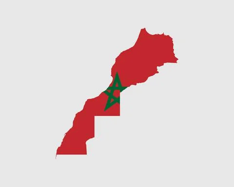 Morocco Flag Map. Map of the Kingdom of Morocco with the Moroccan country banner Stock Illustration