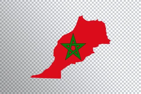 Morocco flag on map, transparent background Stock Illustration