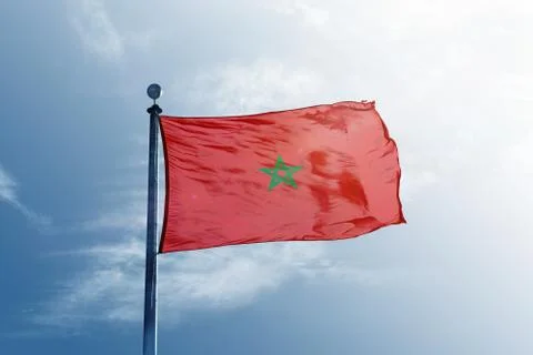 Morocco flag on the mast Stock Photos