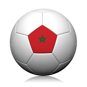 Morocco flag pattern 3d rendering of a soccer ball Illustrazione stock
