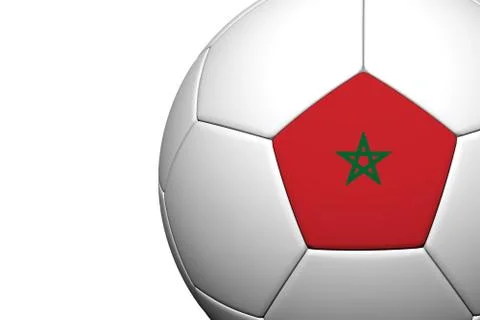 Morocco flag pattern 3d rendering of a soccer ball isolate on white backgroun Illustrazione stock