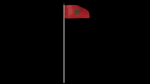 Morocco Flag on Pole with Alpha Channel Video stock 87306506