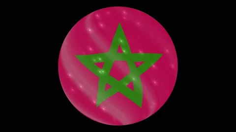 Morocco flag in a round ball rotates. Flicker and shine. Animation loop Stock Footage 145857799