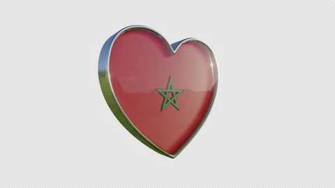 Morocco Flag in the Shape of 3D Heart. Video stock 138632932