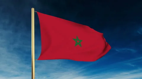 Morocco flag slider style. Waving in the wind with cloud background animation Video stock 48909501