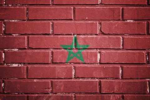 Morocco  flag on a textured brick wall 스톡 일러스트