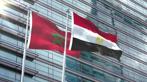 Morocco Flag VS Flag of Egypt Stock Footage 343592201