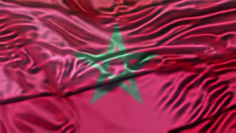 Morocco Flag Waving 3D Animation Loop. 库存影片 336521618