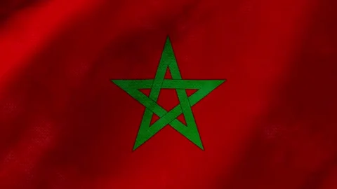 Morocco flag waving background with real fabric texture Stockbeeldmateriaal 291917327