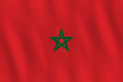 Morocco flag with waving effect, official proportion. Stock Illustration