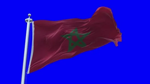 Morocco Flag Waving in Loopable and Textured green screen background Stock Footage 296876337