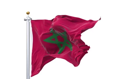 Morocco flag waving looping with transparent background. Video stock 327687197