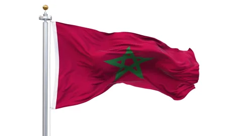 Morocco flag waving looping with transparent background. Vídeo Stock 327687198