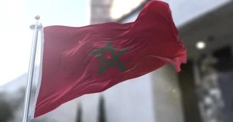 Morocco-flag-waving-seamless-loop-4k-60fps Stock Footage 331865094