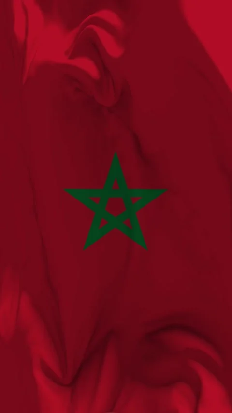 Morocco Flag Waving in Slow Motion Loop Animation, Vertical Format Stock Footage 337334346