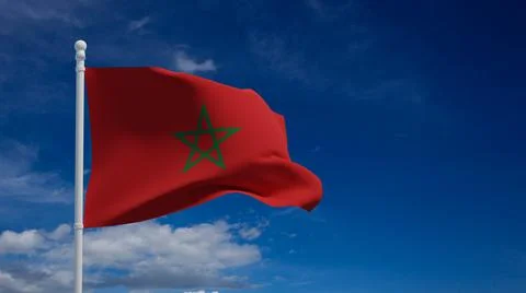 Morocco flag, waving in the wind - 3d rendering illustration Stock Illustration