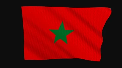 Morocco flag waving in the wind on a black background Vídeos de archivo 343212813