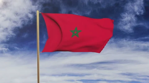 Morocco flag waving in the wind. Green screen, alpha matte. Loopable animation Stock Footage 48909571