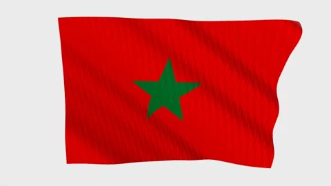 Morocco flag waving in the wind on a grey background Stock Footage 343218816