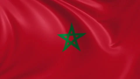 Morocco flag waving in the wind with high quality texture in 4K Vídeo Stock 130420066