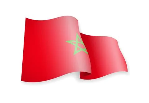 Morocco flag in the wind. Flag on white vector illustration Stock Illustration