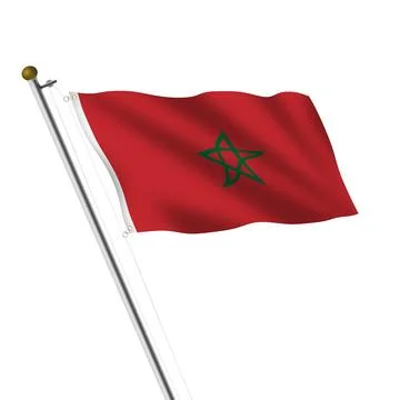 Morocco flagpole with clipping path Stock Illustration