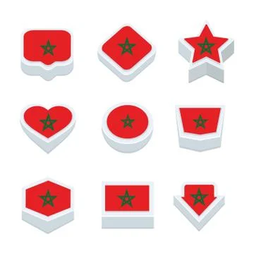 Morocco flags icons and button set nine styles Stock Illustration