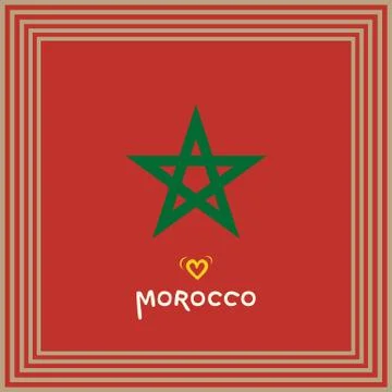 Morocco Flag's Pentagram Symbol in Square Art Frame - Vector Stock Illustration