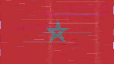 Morocco Glitch Flag Vector - RGB Split Digital Video Frame Design Illustrazione stock