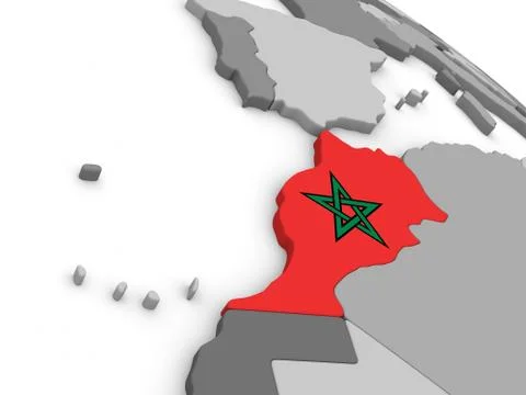 Morocco on globe with flag Stock Illustration