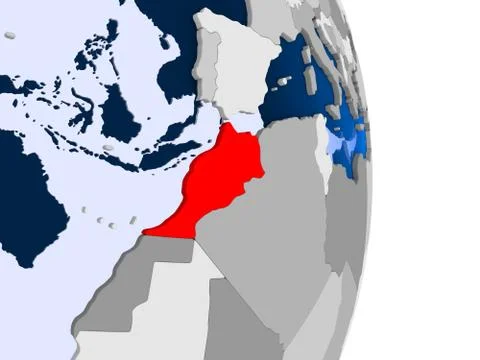 Morocco on globe Stock Illustration
