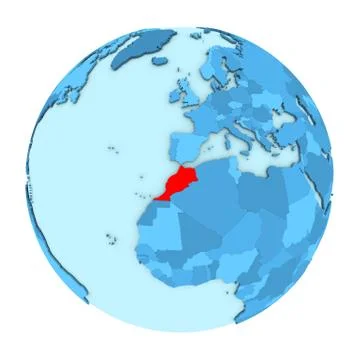 Morocco on globe isolated Stock Illustration