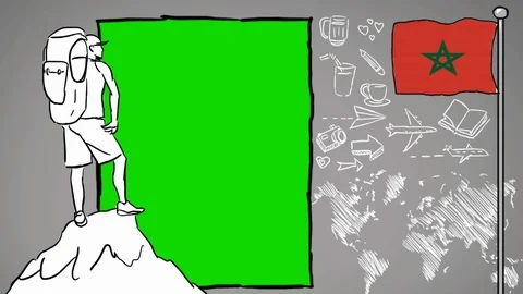 Morocco - Hand-drawn - Climbing - Illustration Stock Footage 90627853