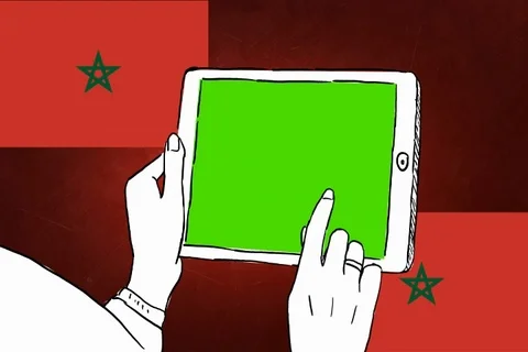 Morocco - Hand-drawn - touchscreen flag - Illustration - SD Stock Footage 90627707