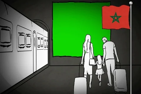 Morocco - Hand-drawn - train station - Illustration - SD Video stock 90628224