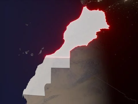 Morocco highlighted on night map Stock Illustration