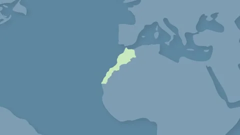 Morocco Highlighted on World Map, North Africa Country Location Stock Footage 340557480
