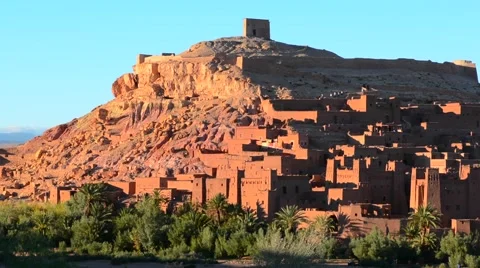 Morocco Kasbah Ait Benhaddon largest kasbah in Morocco souss-massa-draa site of Stock-Footage 47341824
