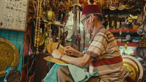 Morocco Man in a Store Engraving Stock Footage 270450854