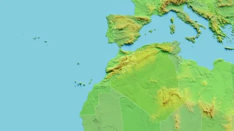 Morocco Map 3D animated with Borders Stock Footage 348528410