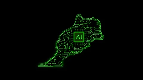 Morocco Map AI Chipset Technology Opener Stock Footage 337081940