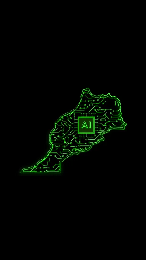 Morocco Map AI Chipset Technology Opener Stock Footage 337172197