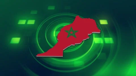 Morocco Map and Flag Background Stock Footage 344029131