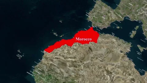 Morocco Map Animation with Country Highlight and Location Pin Stock Footage 344762008