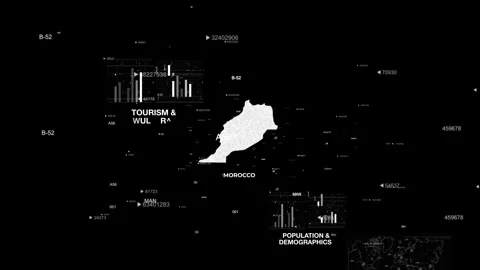 Morocco MAP Animation country's 10 important factors Stock Footage 341684887