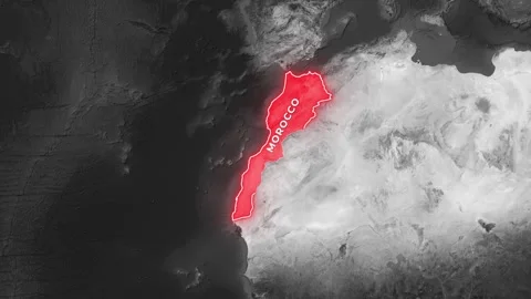 Morocco map animation highlighting national borders with video footage Vídeo Stock 344661858
