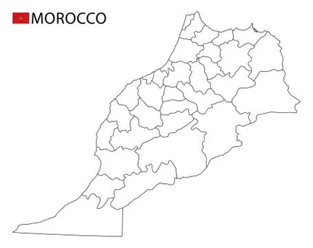 Morocco map, black and white detailed outline regions of the country. 库存插图