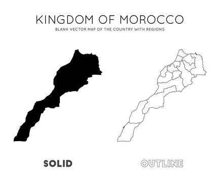 Morocco map. Blank vector map of the Country with regions. Borders of Moroc.. Stock Illustration