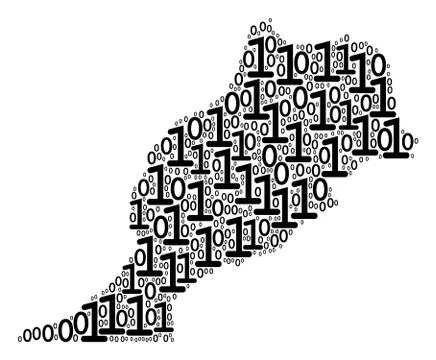 Morocco Map Collage of Binary Digits Illustrazione stock