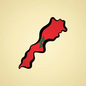 Morocco - Map colored with flag Stock Illustration